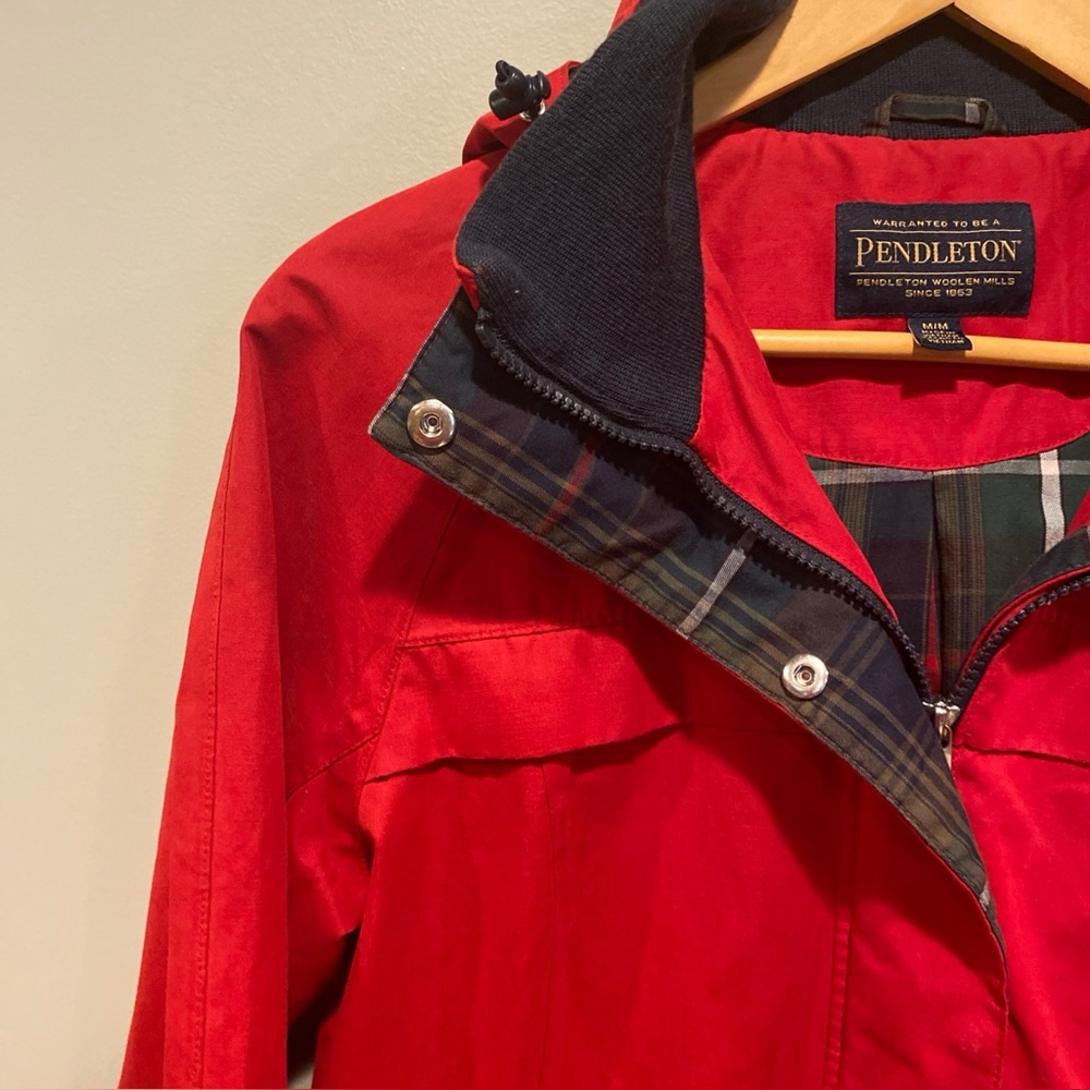 Pendleton Jacket Womens Medium Red Overcoat Rain … - image 3